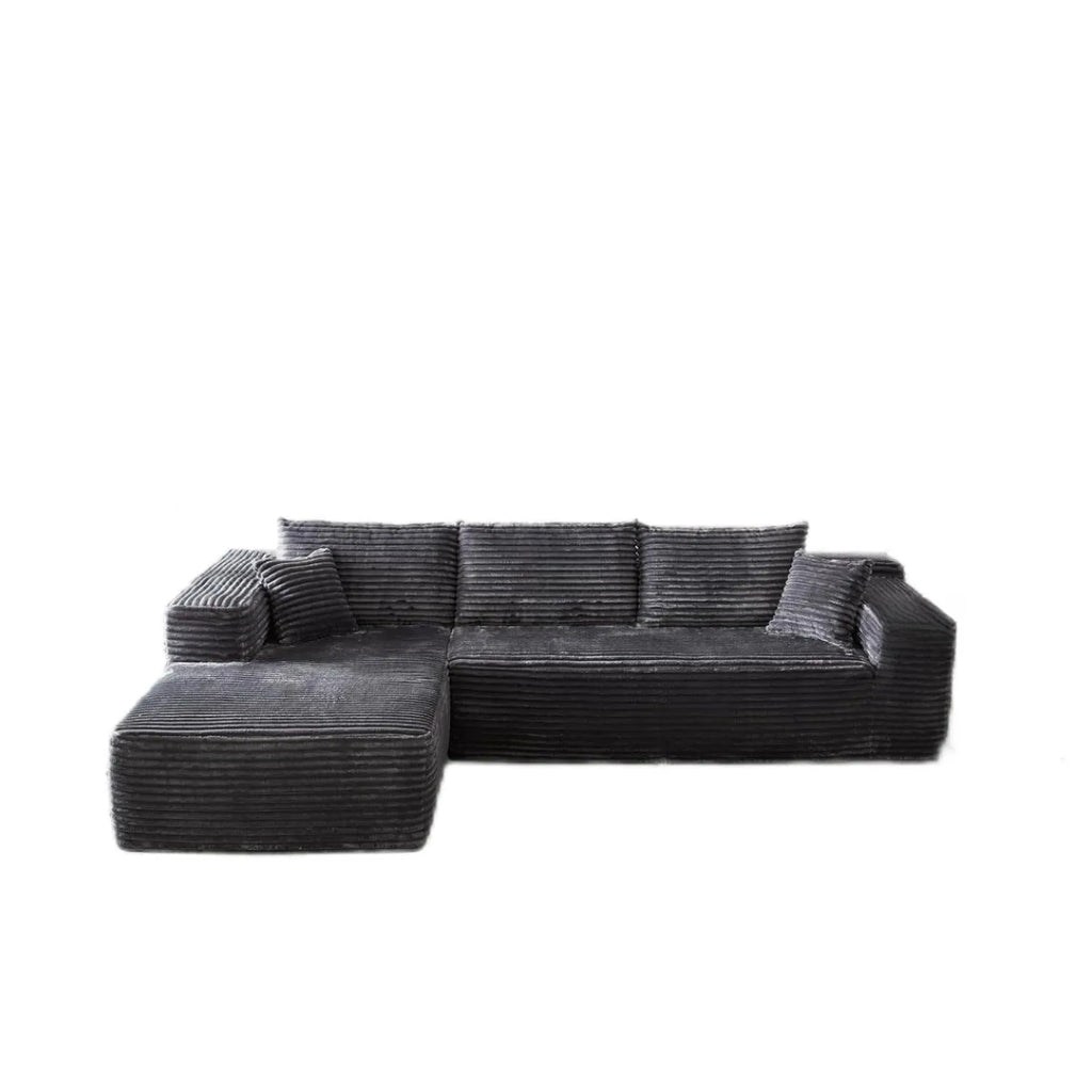 Modern minimalist flannel sofa in beige colour, no assembly required, for living room or office use