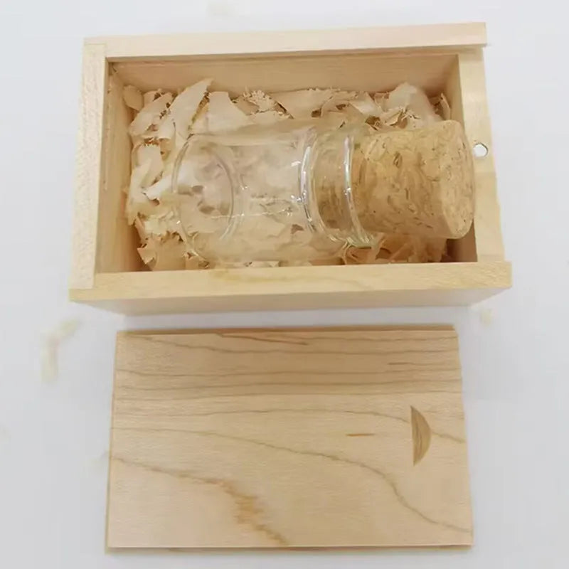 Wooden Wish Drift Bottle USB Disk transparent colour gift flash drive 60 x 28mm