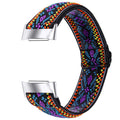 Printed elastic replacement strap for Fitbit Charge 6 watch in adjustable design with colourful patterns