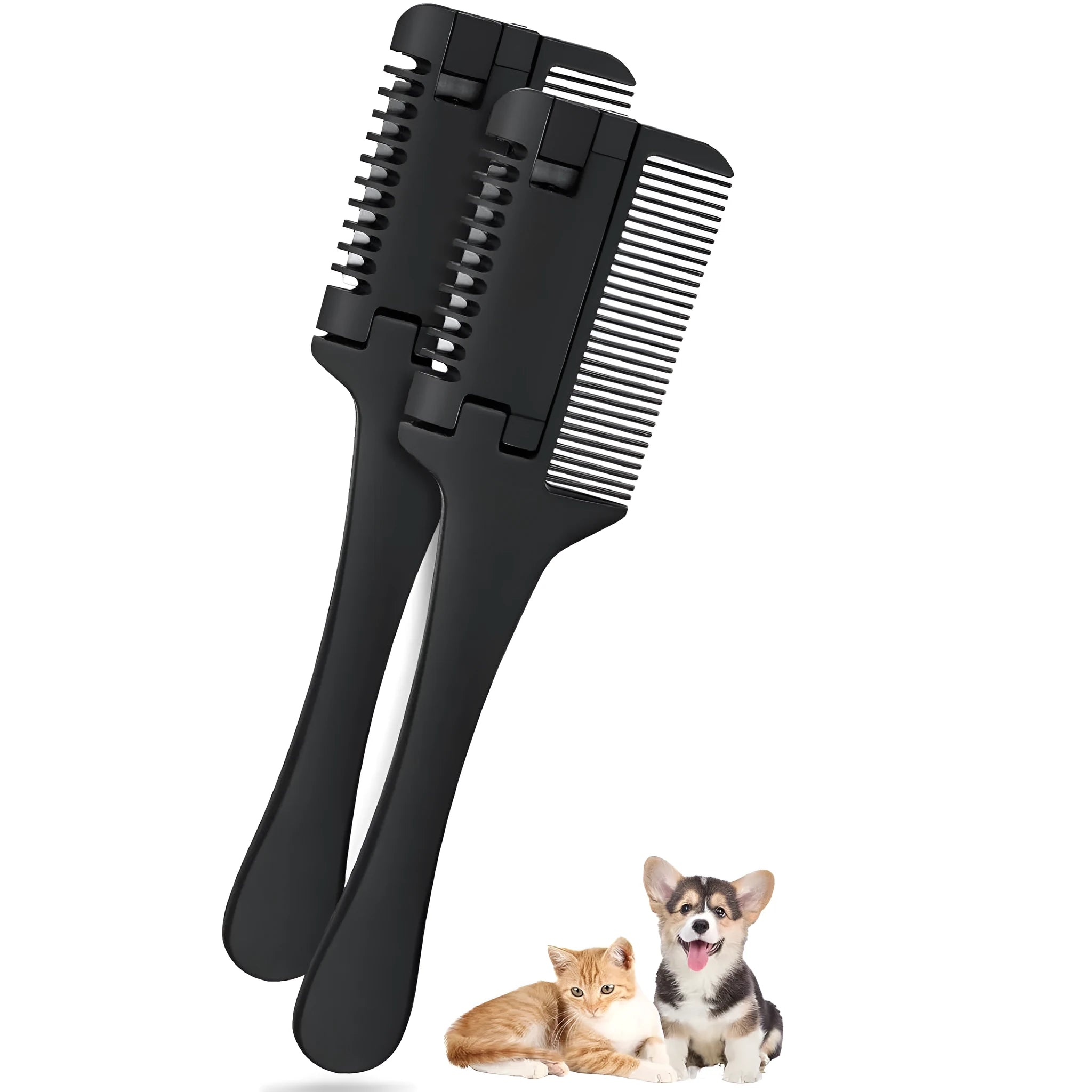 Pet grooming razor comb with comb and blade attachments plus 10 spare blades