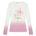 Women's gradient floral print long-sleeved T-shirt in light pink and yellow green colour options