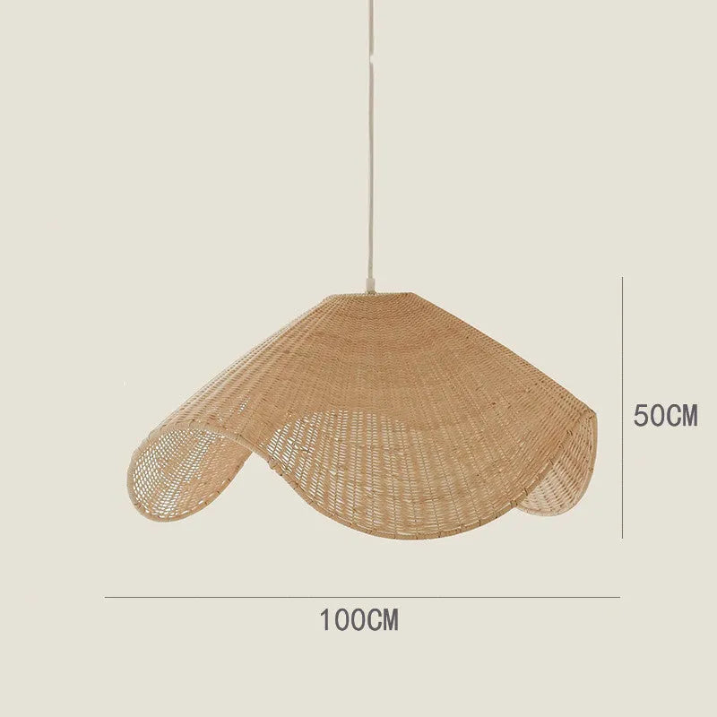 Handmade rattan and willow pastoral chandelier with LED light in 60cm, 80cm, or 100cm diameter