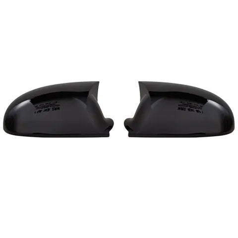 Pair of horn bright black plastic mirror housings for Volkswagen Sagitar with carbon fibre accents.