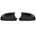 Pair of horn bright black plastic mirror housings for Volkswagen Sagitar with carbon fibre accents.