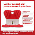 Ergonomic waist support cushion on office chair in grey colour
