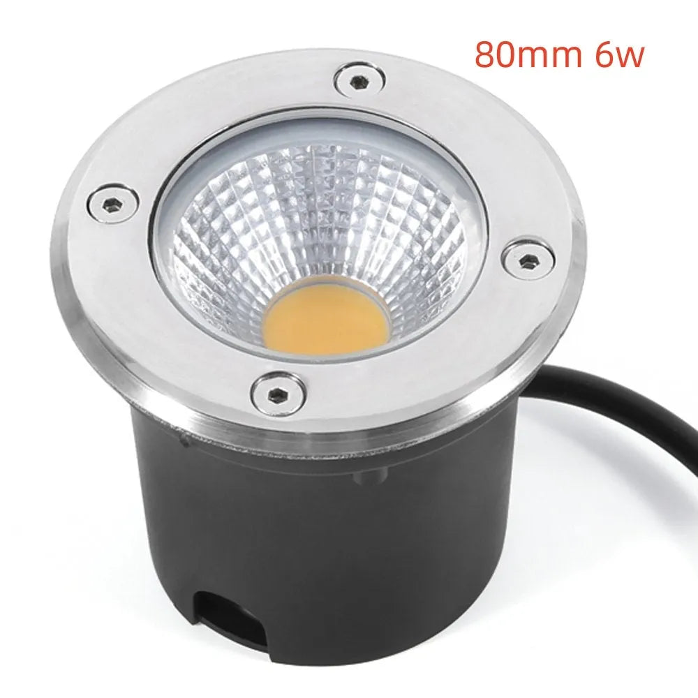 Round black stainless steel LED COB underground light for recessed outdoor garden installation