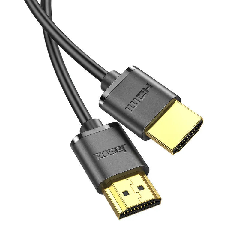 HDMI cable with gold connectors and thin flexible black cable in various lengths