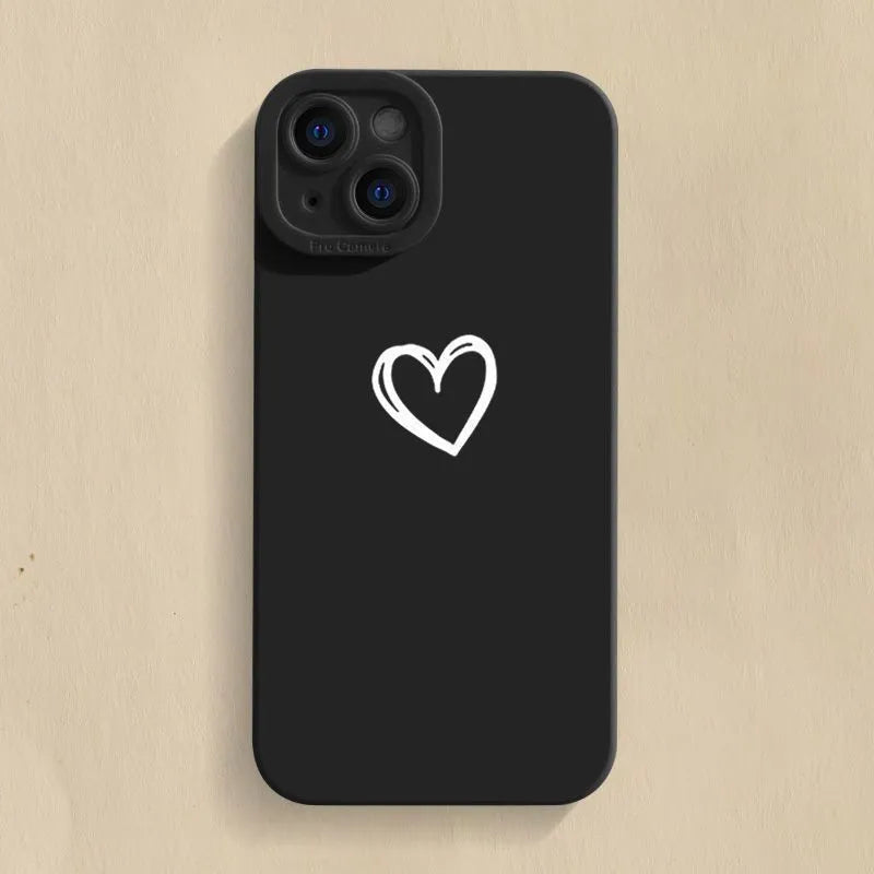 Soft silicone phone case for iPhone, Cat's Eye black with simple-love pattern