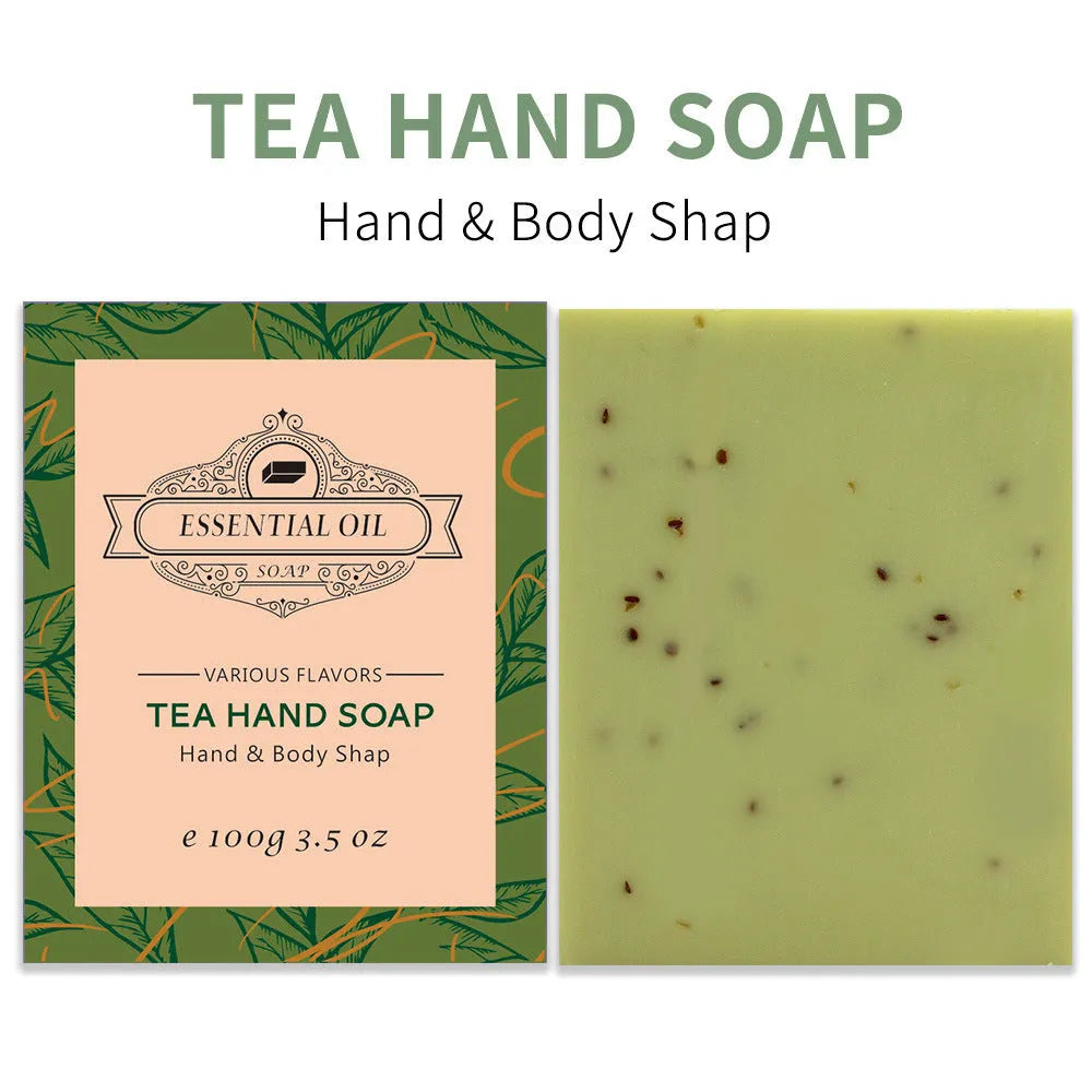 A bar of handmade plant essential oil soap for bathing and hand washing, 100g