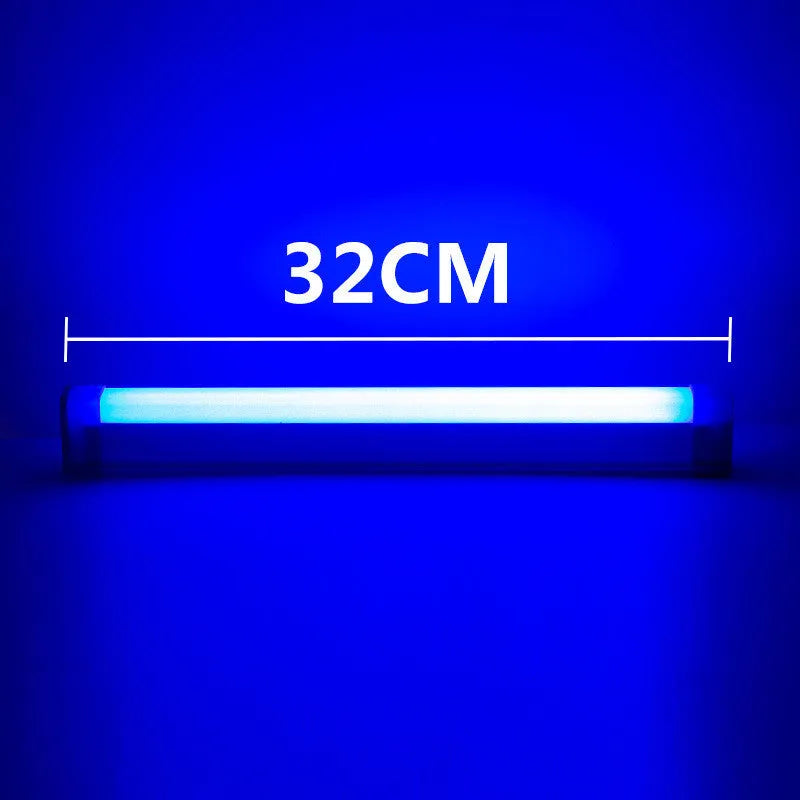 Rechargeable LED tube light stick in blue and purple colours with dimmable RGB lighting