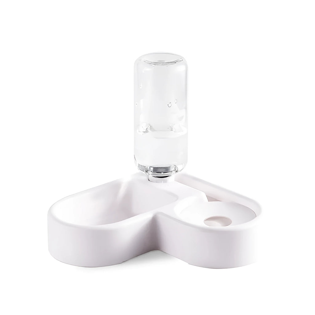 White automatic cat water fountain with 2.5L capacity and quiet pump operation