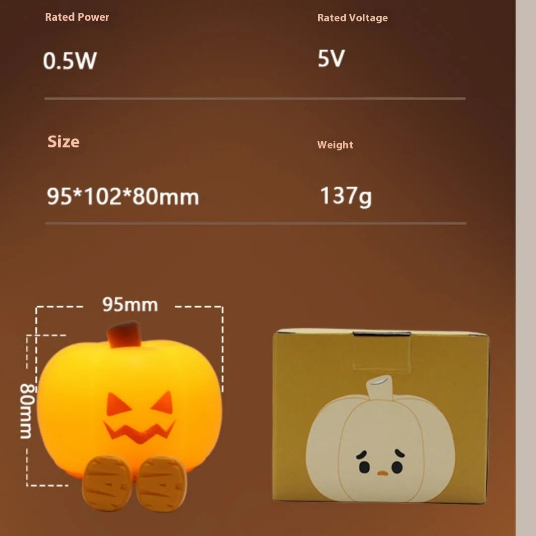 Halloween geometric pumpkin lamp with horror pumpkin design and built-in battery