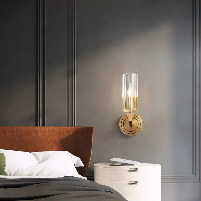 Copper Nordic wall lamp with minimalist design for bedroom bedside lighting