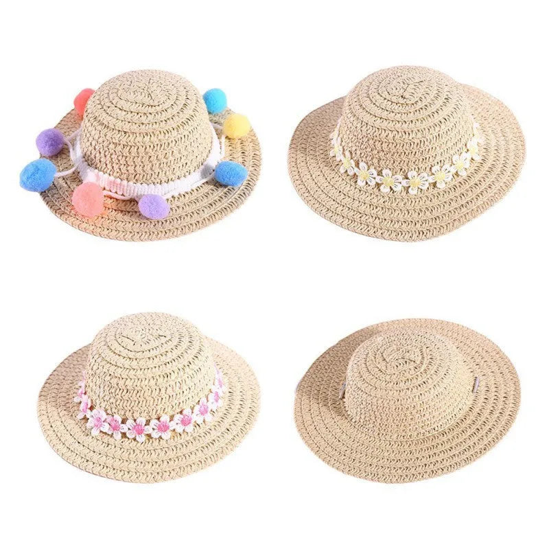 Handmade paper pet hat with bowknot for a dog or cat, shown in a cartoon style