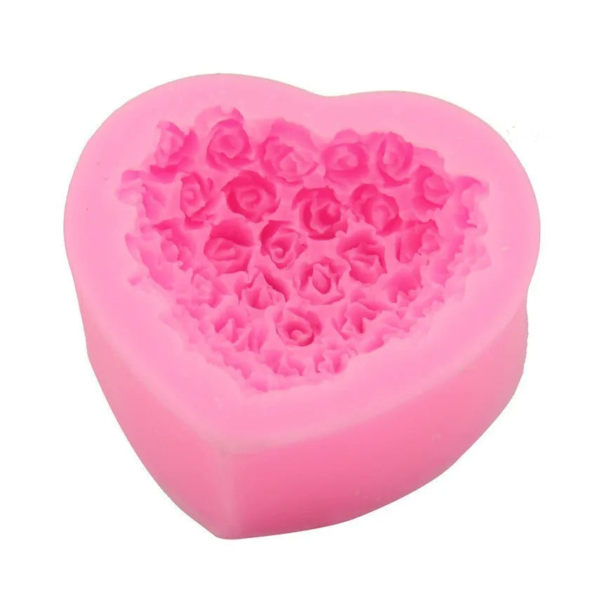 Pink silicone mould shaped like a love rose for Valentine's Day baking and crafting
