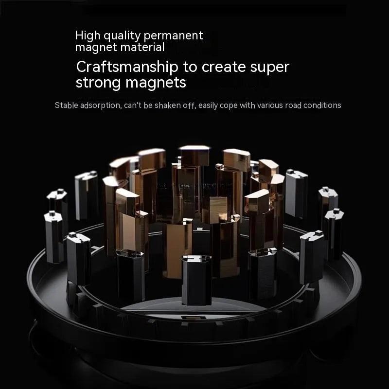 All-metal foldable magnetic car phone mount in Qian colour for dashboard mounting