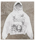 Spider retro loose unisex hoodie in washed old colour, long sleeves, pullover style