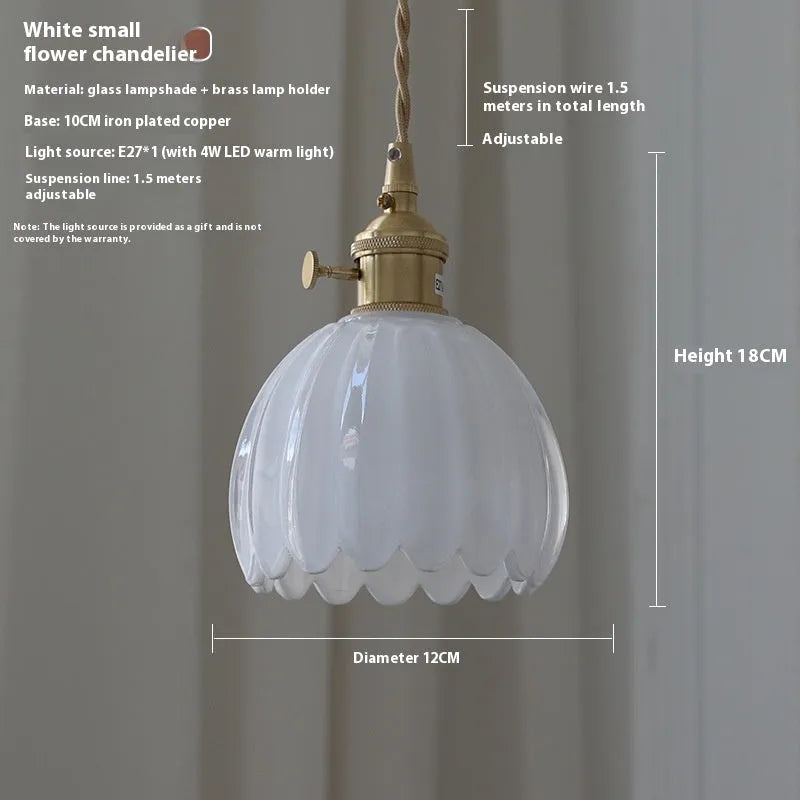 Nordic vintage style glass flower chandelier ceiling light with coloured shades