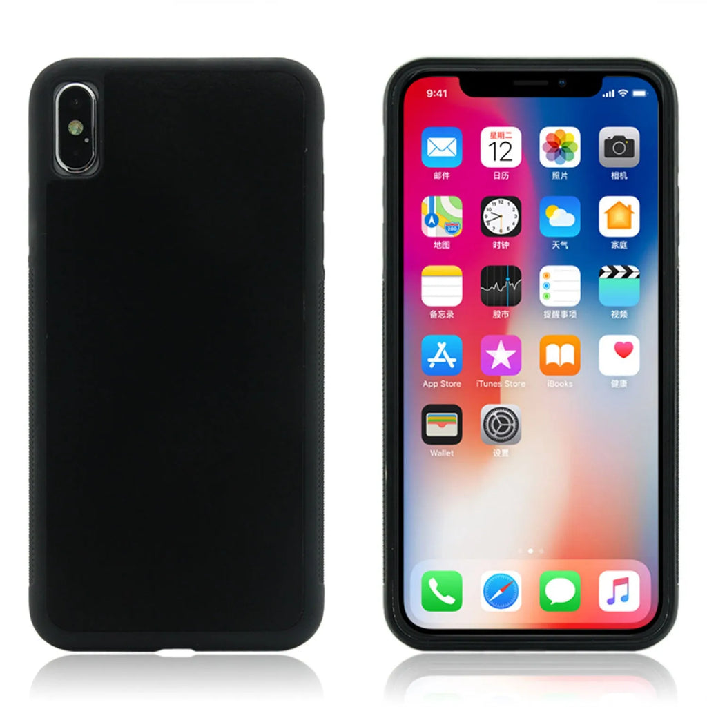 Anti-gravity nano material TPU PC two-in-one shockproof phone case in black with mirror finish for iPhone
