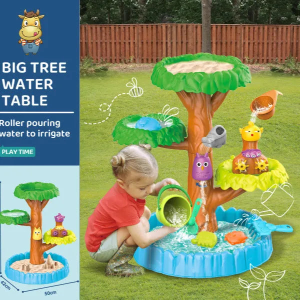 Children's plastic beach table four-layer toy set with 18 beach boat pieces for water and sand play