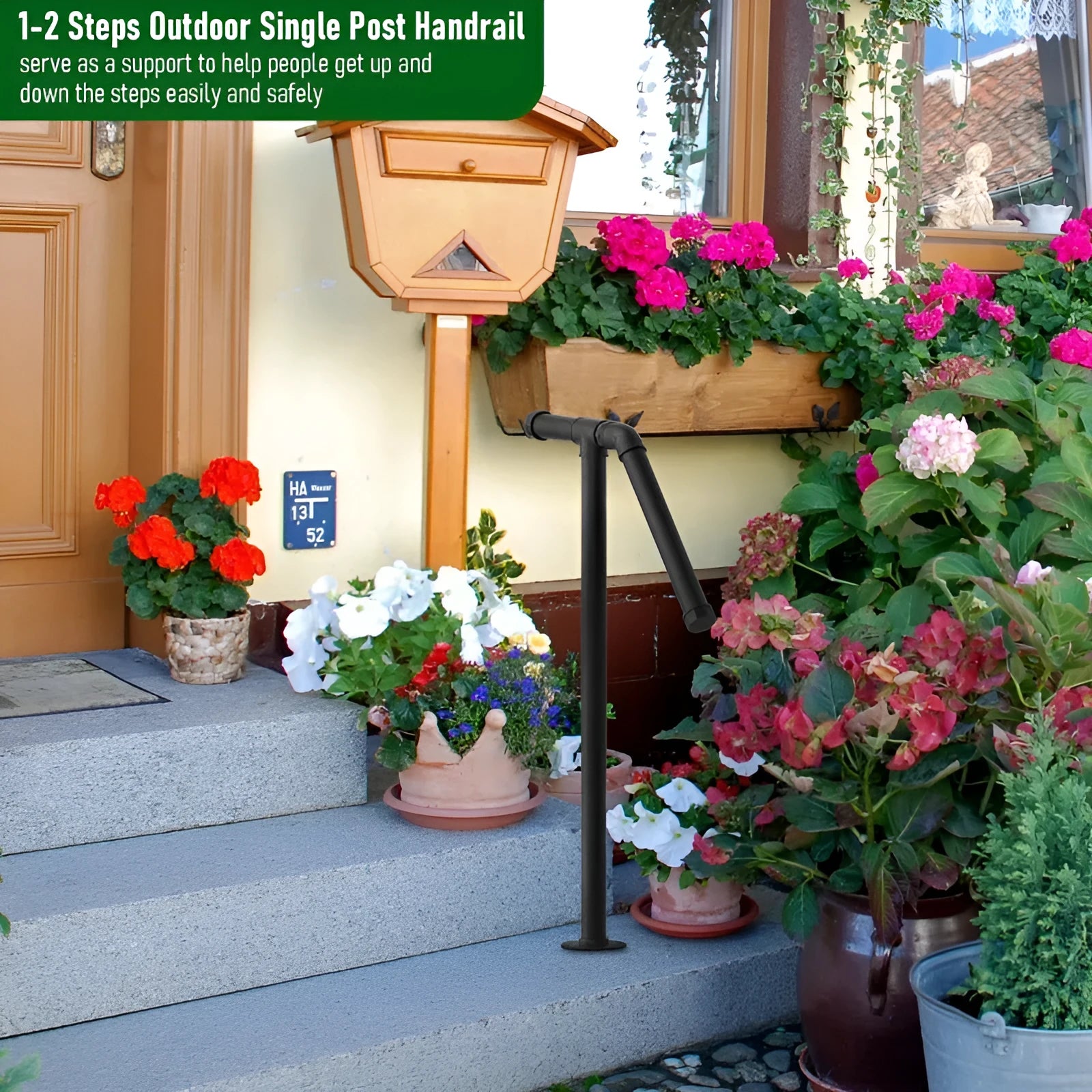 A black metal ladder support bracket for American minimalist household stairs.