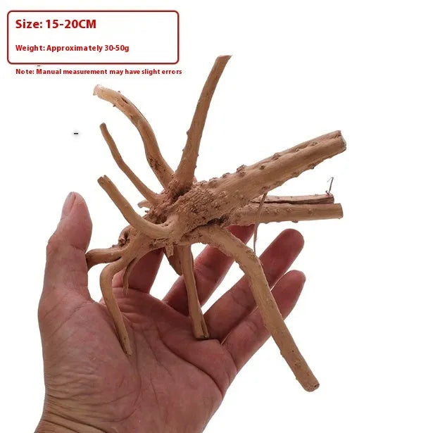 Xiaoqi root natural wood aquarium decoration ornament for fish tank scenery on a white background.