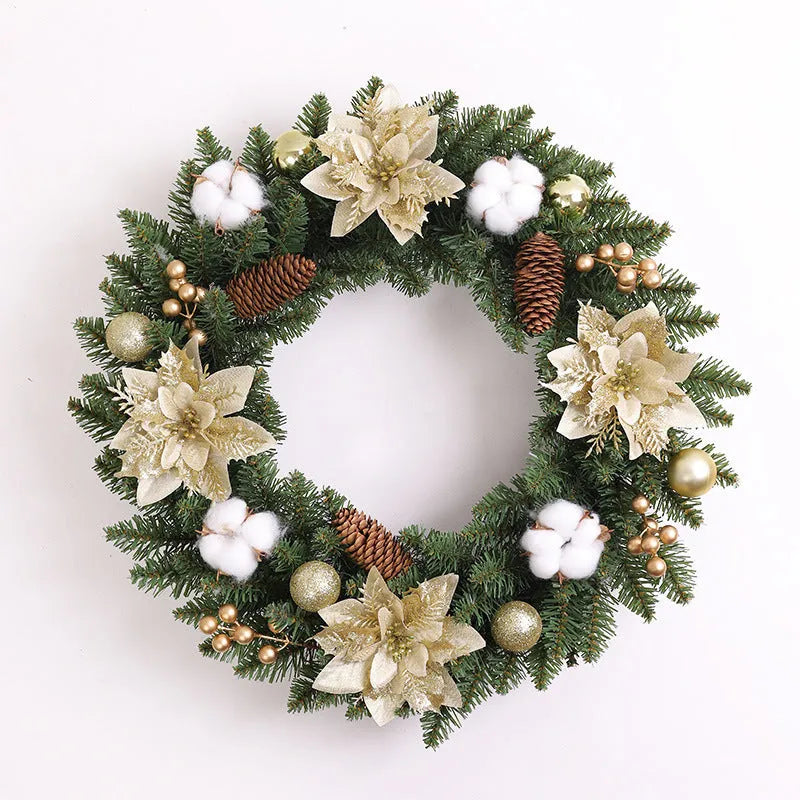 Christmas wreath 40cm diameter handmade PVC with lights red ball flower on door