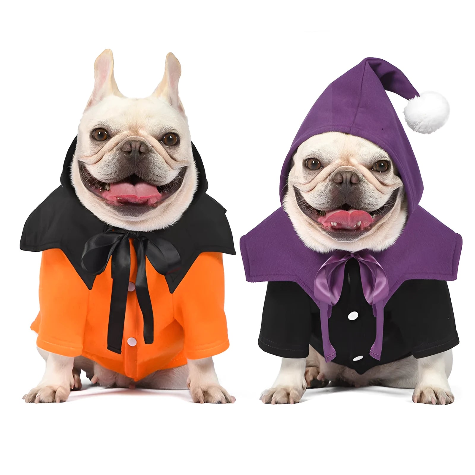 Halloween pumpkin themed two-piece dog sweater and shawl set in black and orange cotton