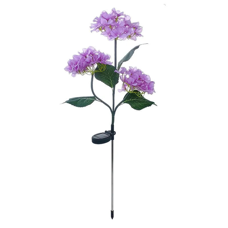 LED simulation festive lantern with hydrangea flower shape in blue, outdoor courtyard decoration with raw silk and PVC construction