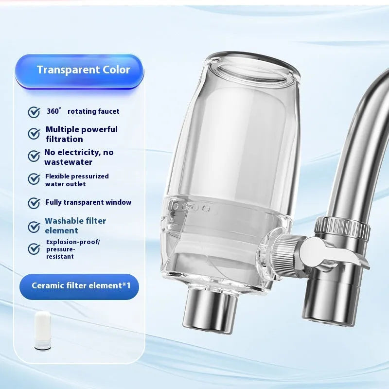 Ceramic faucet water filter cartridge for direct tap mounting
