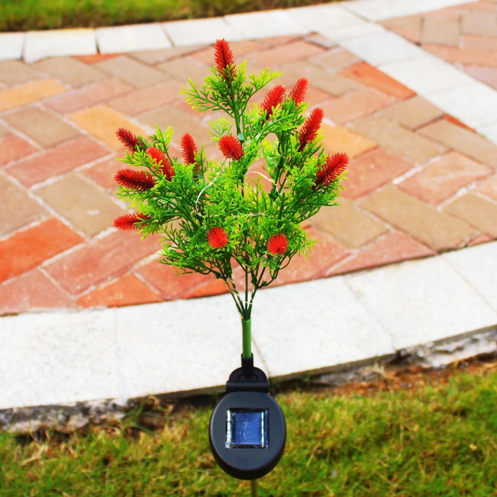 Led solar Christmas tree ground lamp with 15-color LED 70cm height in purple and red
