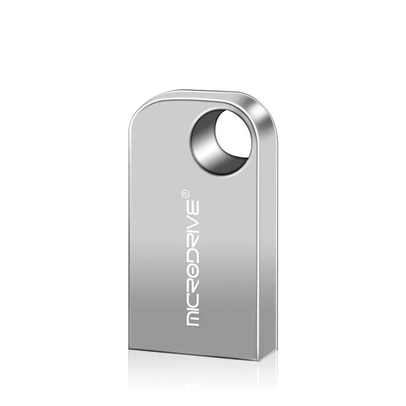 Silver gray metal USB flash drive with rotating connector, 64GB capacity, vehicle-mounted design.