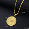 Geometric shaped gold-colour alloy pendant necklace with a sparkling zircon stone inlay on a chain.