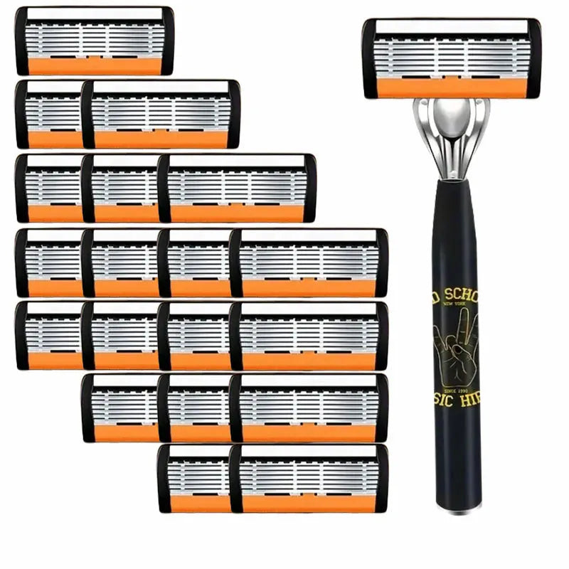 Black six-layer finger type handle manual shaver holder cutter head with multiple blade configuration options