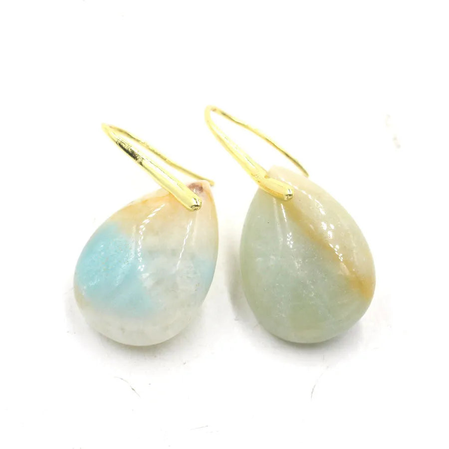 Genuine crystal geometric water drop earrings with electroplated metallic finish