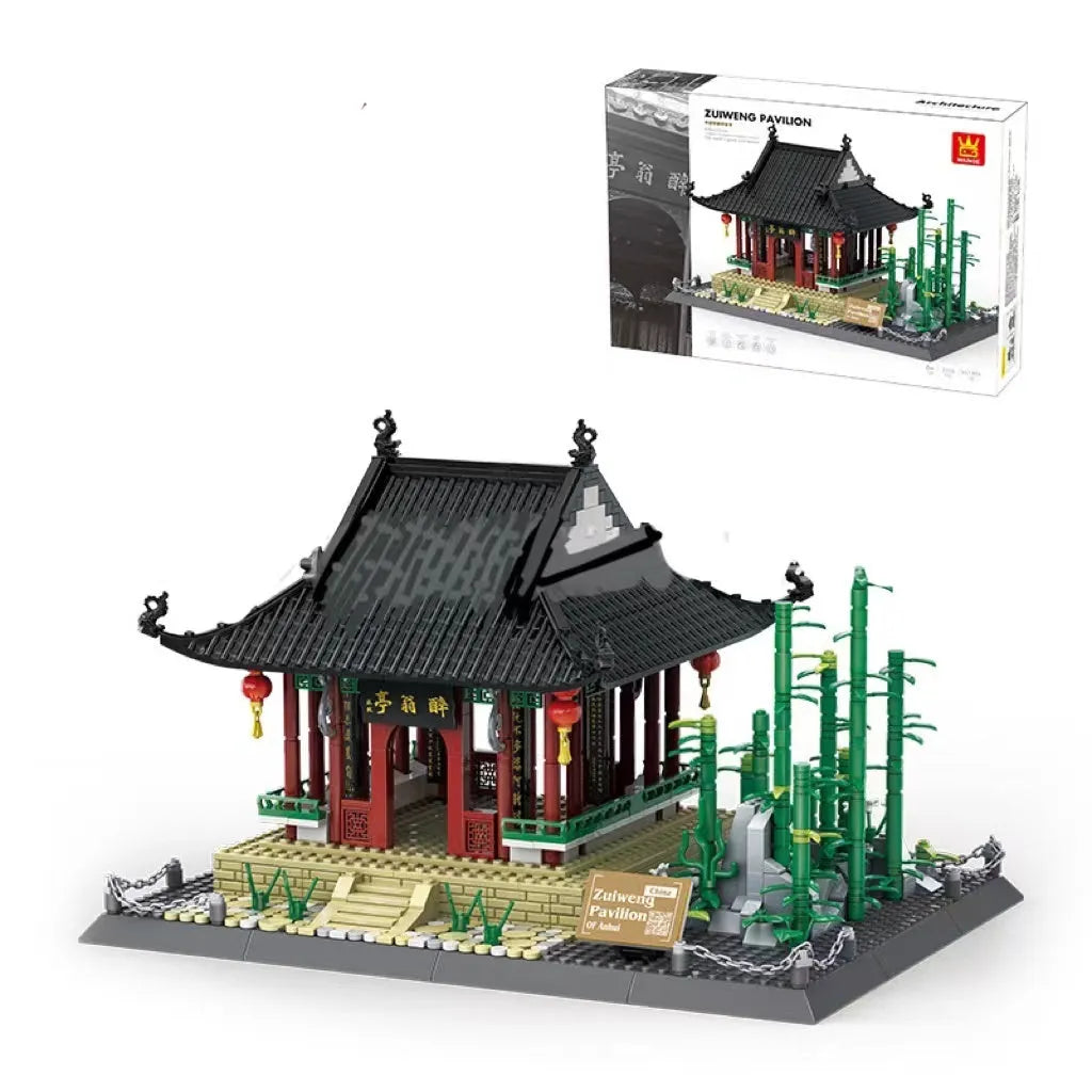 Wange building block street view set with landmark pieces including Eiffel Tower and Big Ben