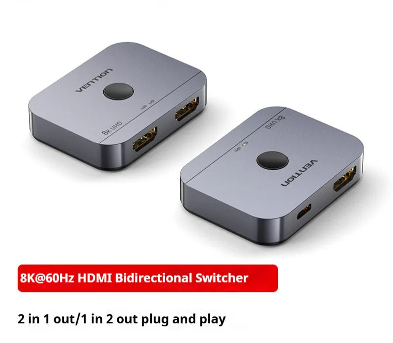 Alloy cable splitter for HD computer audio video to television line conversion in black or grey colour