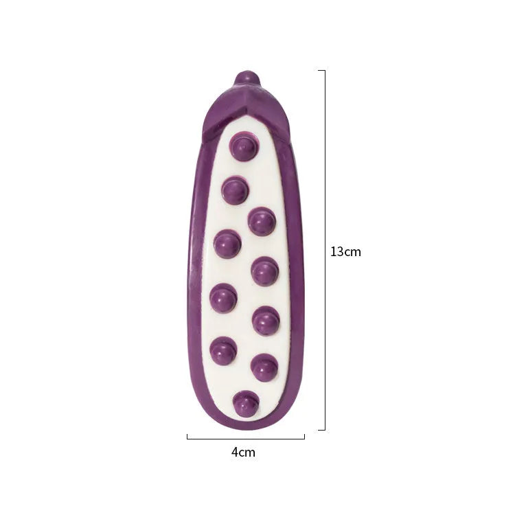 Green durable rubber simulation dog toy for large dogs, shown with chew marks to demonstrate bite resistance