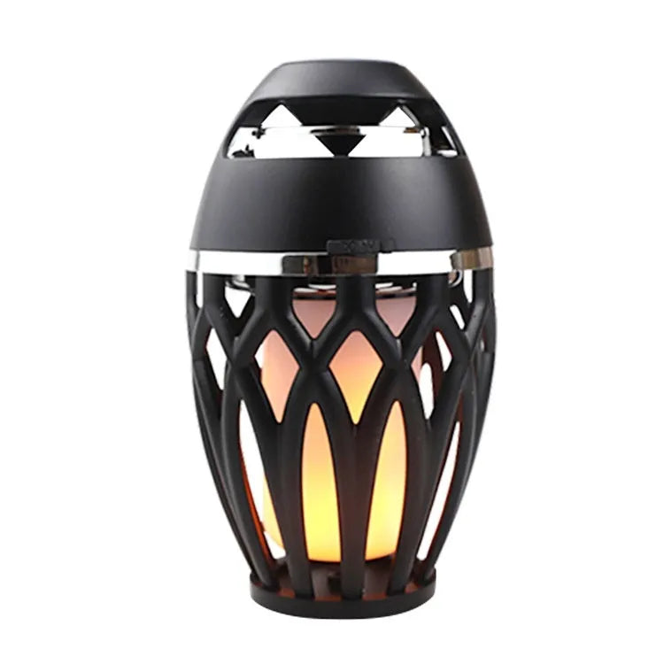 Black Bluetooth Flame Light Speaker with LED torch effect and USB cable