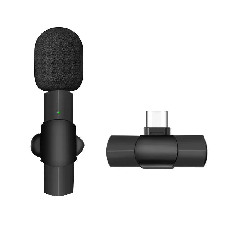 Wireless lavalier microphone for mobile phones with Type-C and Lightning charging interfaces