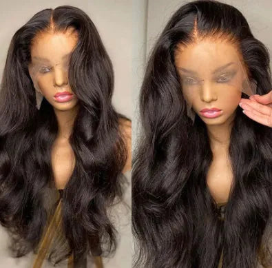 Front lace wig with gradient colour long curly synthetic hair and side bangs