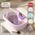 Light pink shampoo basin with circulating water pump and massage brush for bed hair washing