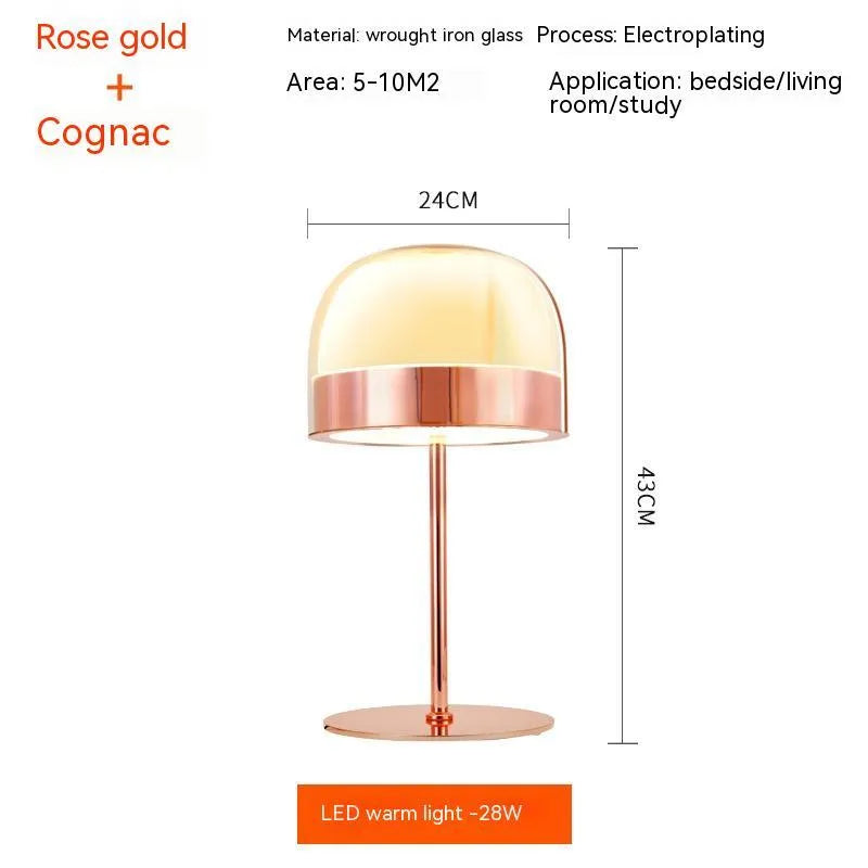 Nordic glass table lamp in light luxury style rose gold finish for living room bedside