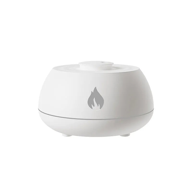 Flame humidifier aromatherapy diffuser with 7 colours light and 130ml USB tank in black