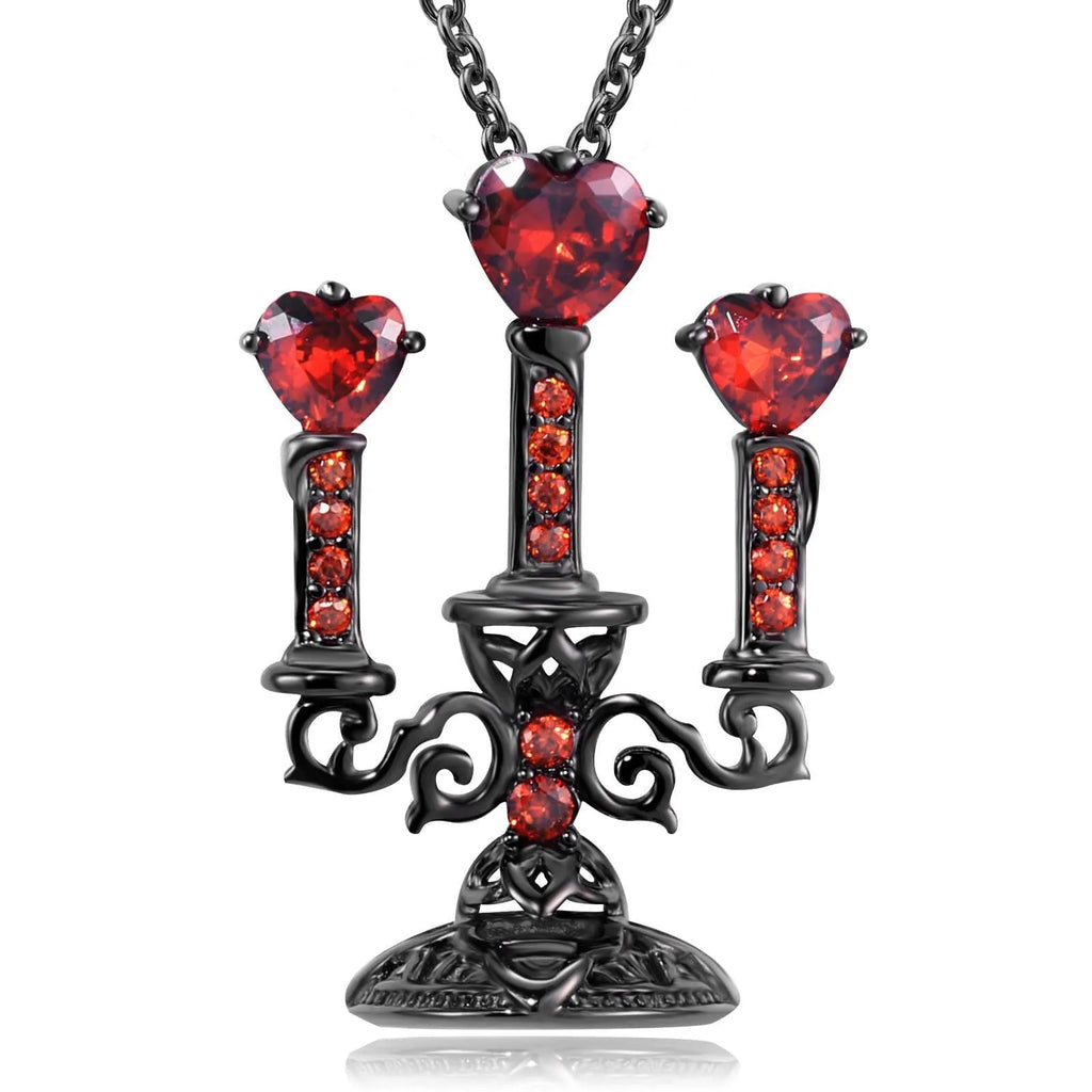 Women's retro hollow candlestick pendant necklace with gothic cross chain in zinc alloy.