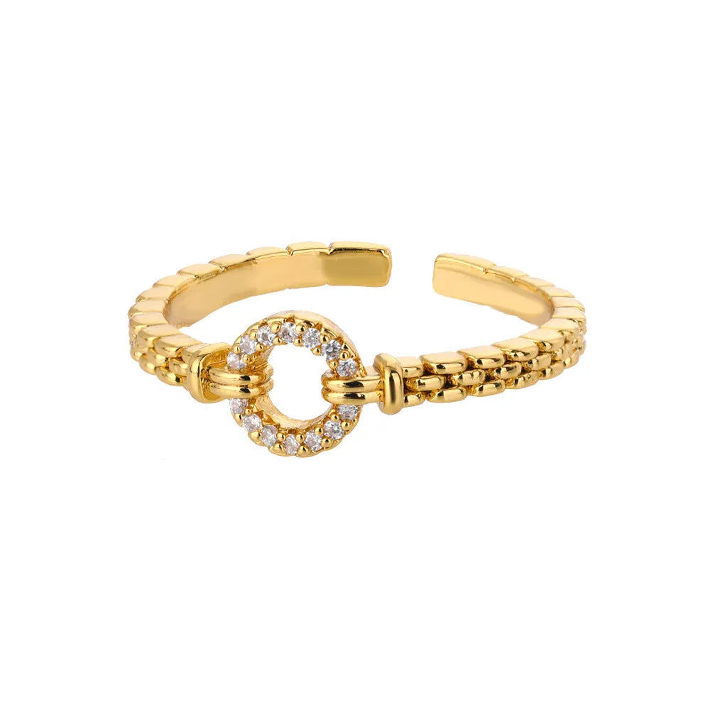 Double-layer cross frame ring in stainless steel, wave shaped, unisex style with electroplated finish available in multiple colours