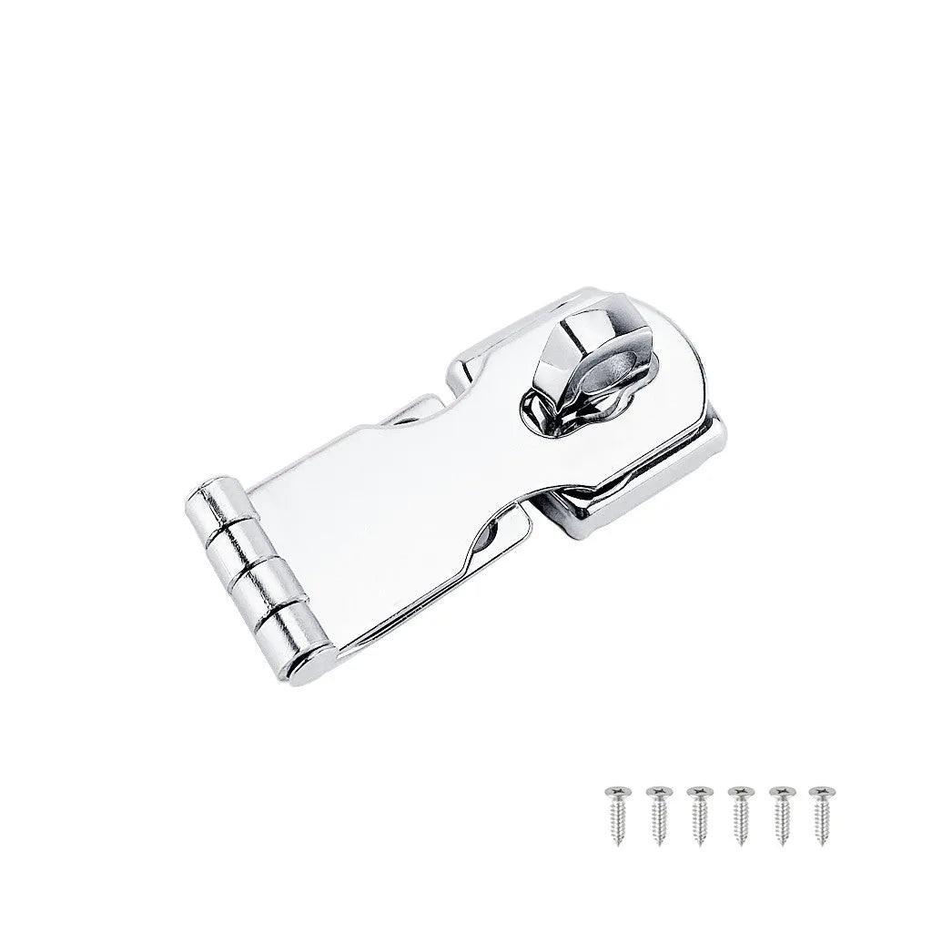 Silver marine-grade 304 stainless steel lock latch bolt with mirror finish for doors and cabinets