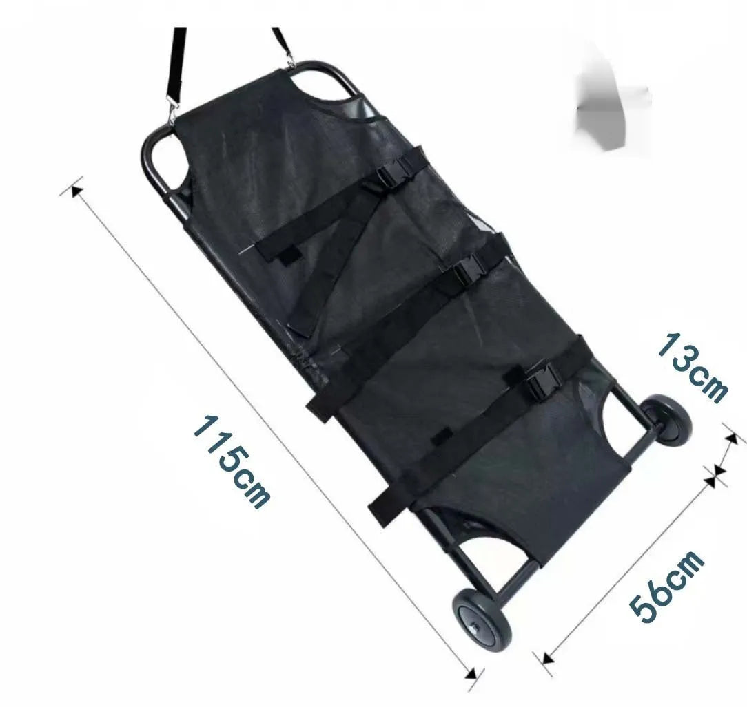 Large black foldable aluminium pet stretcher for emergency animal transport