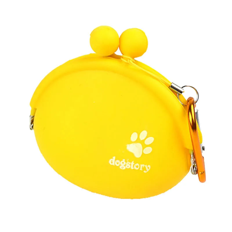 Silicone dog treat waist pouch in yellow with hook-loop fastening for training walks