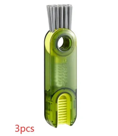 Transparent 3-in-1 multi-functional crevice cleaning brush with spiral head and bevel corner, 11.4 cm long